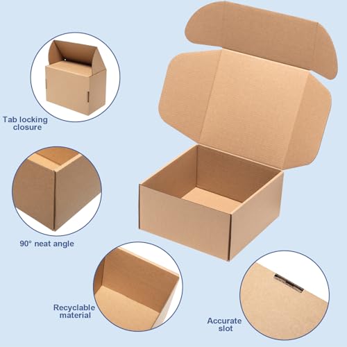 Wowxyz 8x8x4" Shipping Boxes 30 Pack Brown Corrugated Cardboard Mailer Box - size: 8x8x4"