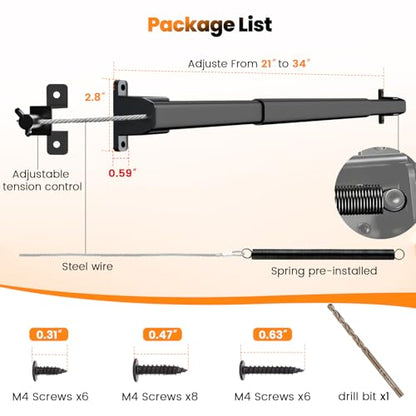 2-in-1 Aluminum RV Screen Door Handle Grab Bar with Auto Closer