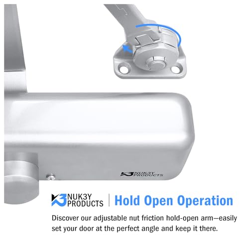 Nuk3y 6003 Series Hold Open Door Closer, Multi-Mount, Size 3 (Black) - color: Black