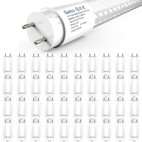 Sunco 40 Pack 4 Foot T8 LED Tube Light Bulbs, 18W, 6000K, Ballast Bypass - size: 40 Pack