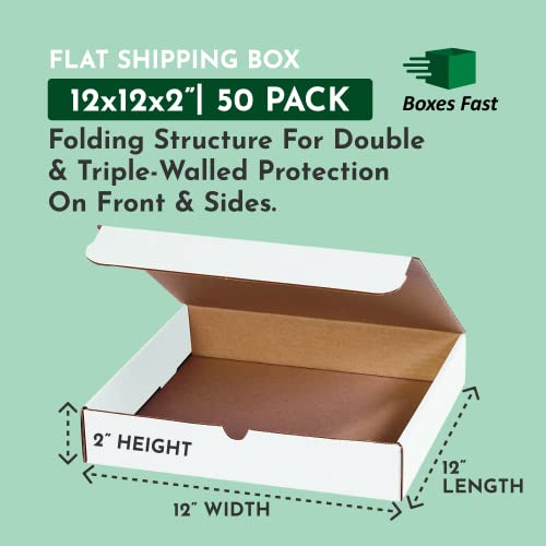 Boxes Fast Small Business Packaging, Shipping Box 12"L x 12"W x 2"H Bulk | Cardboard, Gift, Storage, Large, Double Wall Corrugated Boxes 12x12x2 12122