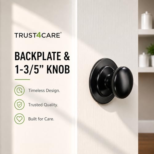 trust4care 4-Pack 2.3" Black Backplates of Bifold Closet Door Cabinet Knob - color: Black, size: Set of 4