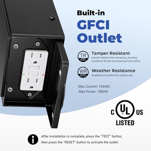 Outdoor Wall Light Fixtures with GFCI Outlet, Black 2-Pack - color: Black, size: D2D 2-Pack