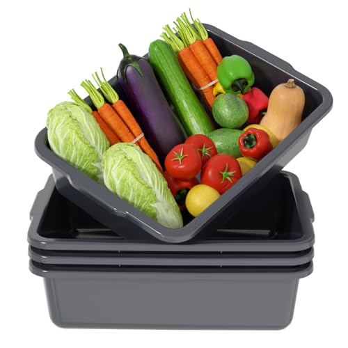 24 L Plastic Utility Bus Tub, Large Commercial Bus Boxes, 4 Packs - size: 24 L without Lid