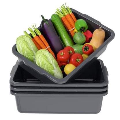 24 L Plastic Utility Bus Tub, Large Commercial Bus Boxes, 4 Packs - size: 24 L without Lid