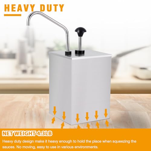 Commercial Sauce Dispenser Pump 3.7Quart Condiment Pump Station | with 4L Stainless Pump&Container, for Storing&Pumping Ketchup BBQ Syrup Salad Dressing Sauces - size: 3.7Quart
