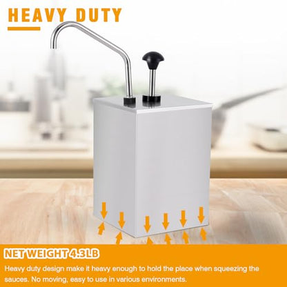Commercial Sauce Dispenser Pump 3.7Quart Condiment Pump Station | with 4L Stainless Pump&Container, for Storing&Pumping Ketchup BBQ Syrup Salad Dressing Sauces - size: 3.7Quart