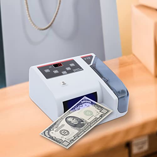 Portable Money Counter with Uv/Mg/Wm Counterfeit Detection 600Pcs/Min Bill Multi-Currency Counting Machine 100-240V Led Display，Bill for Business Mixed Denomination Money Counting Machine