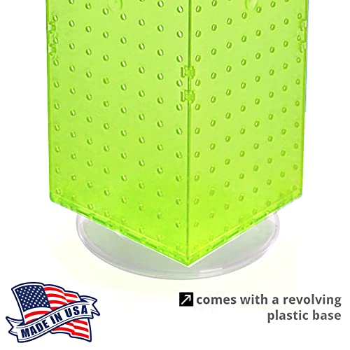 Azar Displays 703385-GRE-4C24, Four-Sided Revolving 8" W x 20" H Pegboard Counter Display w/ 24 Hooks- 4” Length, Green - color: Green, style: Pegboard + Hooks