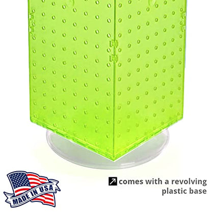 Azar Displays 703385-GRE-4C24, Four-Sided Revolving 8" W x 20" H Pegboard Counter Display w/ 24 Hooks- 4” Length, Green - color: Green, style: Pegboard + Hooks