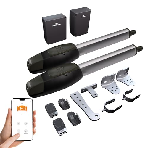 TMT Mastiff 400 Dual Automatic Gate Openers Up to 8ft and 772lb Heavy Duty Swing Gate, Gate Openers with Remote Complete Kit, Electric Gate Opener for Driveway with Powerful Motor (APP Compatible)