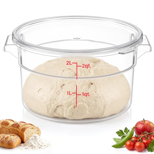 Ziliny 1 Pcs 2 Qt Dough Proofing Container with Lid and Red Scale, Clear - color: Clear,Clear, size: 2 Qt