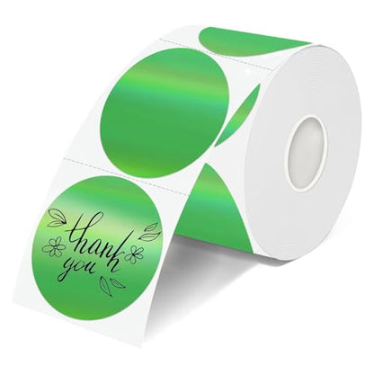2 Inch Round Holographic Thermal Labels, Waterproof Direct Thermal Stickers, Self-Adhesive Circle Label for Small Business DIY Logo QR Code, Green (200 Pcs/Roll) - color: Holographic Green, size: 2 Inch