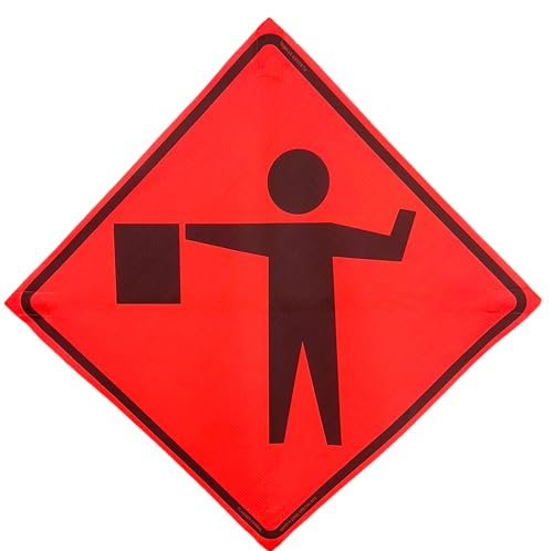 36"x36" Flagger Symbol Orange Mesh Roll-Up Signs 4-Pack - color: Flagger Symbol