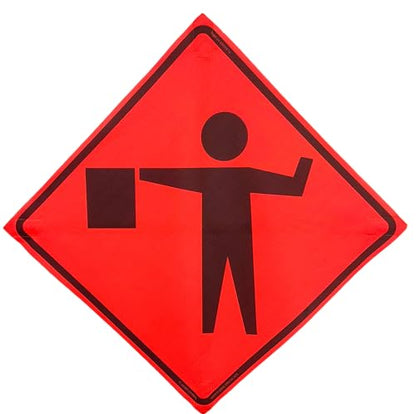 36"x36" Flagger Symbol Orange Mesh Roll-Up Signs 4-Pack - color: Flagger Symbol