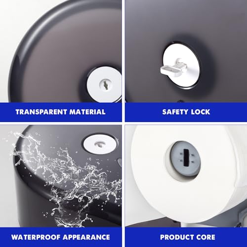 Kordory Wall Mount Toilet Paper Holder, 9" Jumbo Toilet Paper Roll Holder - color: Black