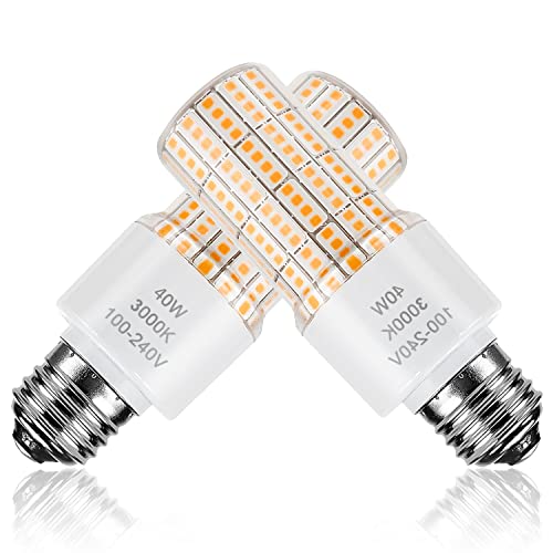 40W Led Corn Light Bulb(300W Equivalent) 5000lm 3000K Warm White E26/E27 Base Ceiling Fan Led Light Bulbs for Garage Backyard Warehouse Indoor Outdoor Led Corn Bulb