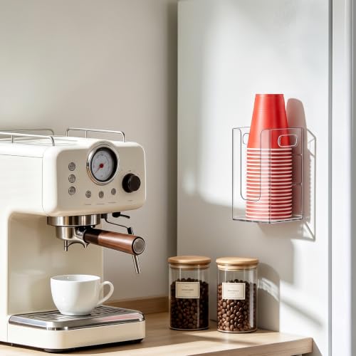 Cup Dispenser, Wall Mount Cup Holder Fits Cups Up to 18 oz - color: Large