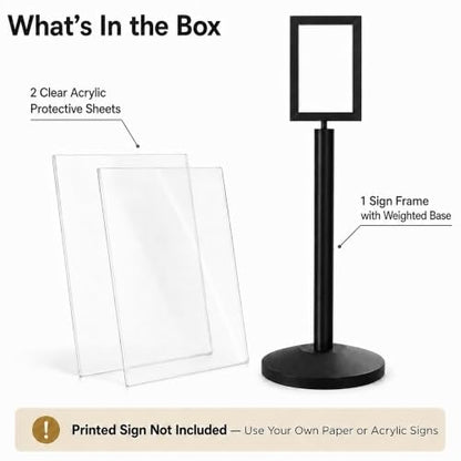 CCW 8.5 X 11" Vertical Pedestal Floor Sign Frame, Black Powder Coated Steel - color: Black Powder Coated Steel, size: 8.5 x 11 Inch Vertical