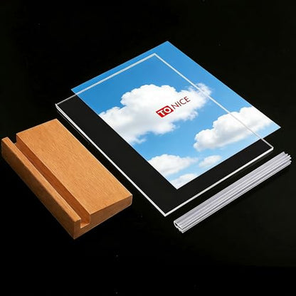 TONICE® 3 Pack 8.5x11 Acrylic Sign Holder L Shape Slant Back Design Clear Acrylic Frame Wood Base, Table Menu Display Stand, Flyer Display (Optional 8.5x11/5x7 Inch L/T Shape) - color: 8.5x11 L