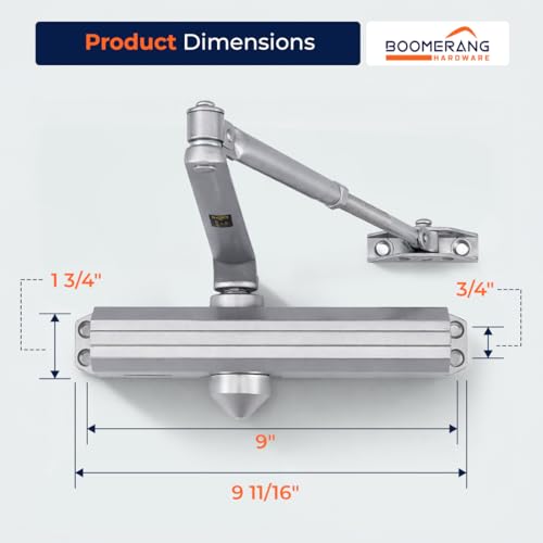 Boomerang D4016 Medium/Heavy-Duty Designer Auto Commercial Door Closer - color: Aluminum/Silver