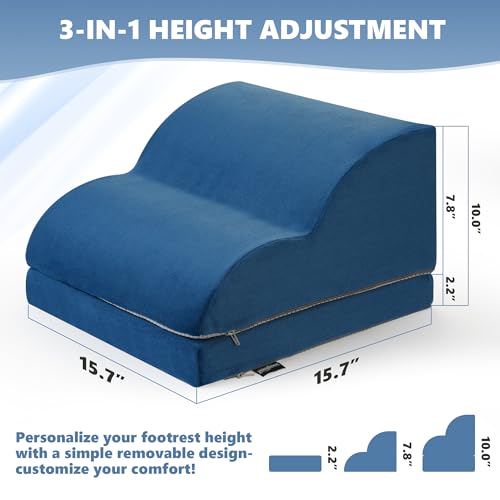 Foot Rest Under Desk for Office, Ergonomic Adjustable Footrest with Washable Cover, Soft Desk Foot Stool for Home Office, Work, Gaming, Long Sitting, Blue - color: Blue