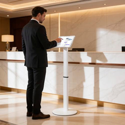 Mount-It! Anti-Theft Universal Tablet Floor Kiosk, Height Adjustable, White - color: White