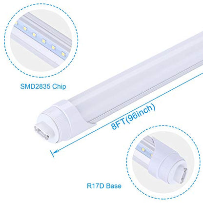 2 Pin 8FT R17D LED Bulbs, 45W (110W Equivalent), 5400LM, 6000K, R17D HO Rotatable LED Tube Light,Dual-Ended Power, Ballast Bypass,Frosted Cover, Replace T8 T10 T12 Fluorescent Light Bulb (16-Pack) - color: Frosted Cover Single Row, size: 16 Count