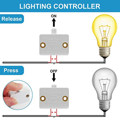 2Pcs Cabinet Light Switch, White - color: White 2PCS