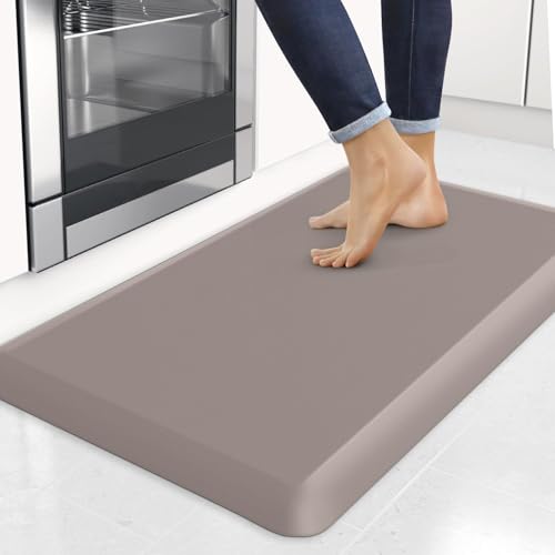 4/5 Inch Thick Kitchen Mats for Floor, StepRite Kitchen Rug for Standing - color: Khaki, size: 32"L x 20"W x 0.8"Th