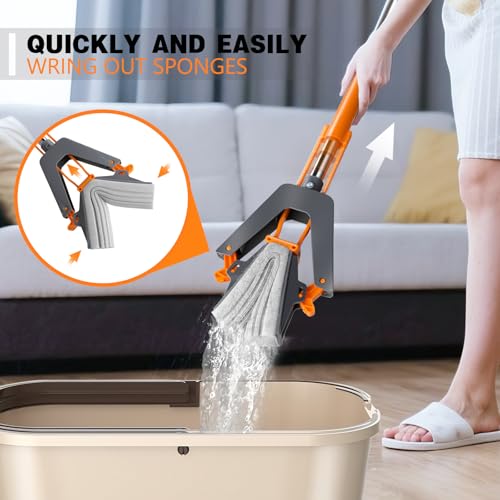 Masthome PVA Sponge Mop with 3 Replaceable Absorbent Heads - color: Orange