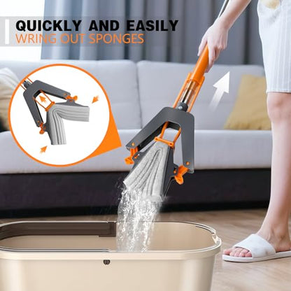 Masthome PVA Sponge Mop with 3 Replaceable Absorbent Heads - color: Orange