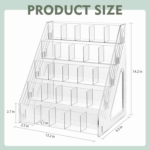 2 Pack 5-Tier Acrylic Sticker Display Stand with 25 Divided Pockets - size: 2 Pack 5 Tier 25 Pockets