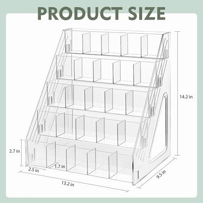 2 Pack 5-Tier Acrylic Sticker Display Stand with 25 Divided Pockets - size: 2 Pack 5 Tier 25 Pockets