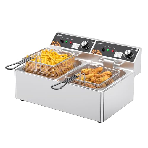 Commercial Deep Fryer 20L/21Qt Dual Tank Countertop Fryer for Restaurant - size: 21.10 Qt