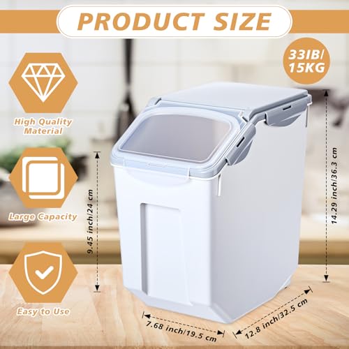 Umigy 4 Pack 30 LB Airtight Dog Food Storage Container with Wheels, Gray - color: Gray