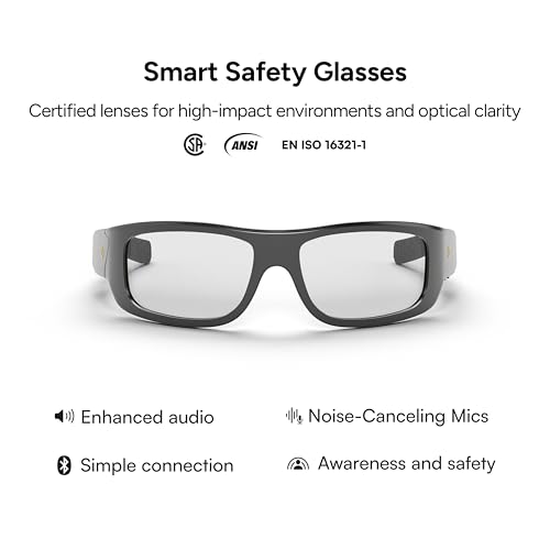 Lucyd Armor Smart Safety Glasses, TR90 Frame, Light Adaptive Lenses, Open Ear Speakers & Microphone - ANSI Z87.1 - style: Photochromic