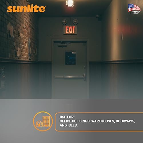 Sunlite 05275 LED Steel Exit Sign Combo, White Housing with Red Lettering, 90-Minute Battery Power Back-Up, Dual-360 Degree Adjustable Head Lamps, 200 Lumens, 120-277V, Fire Safety, NYC Compliant