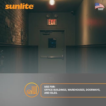 Sunlite 05275 LED Steel Exit Sign Combo, White Housing with Red Lettering, 90-Minute Battery Power Back-Up, Dual-360 Degree Adjustable Head Lamps, 200 Lumens, 120-277V, Fire Safety, NYC Compliant