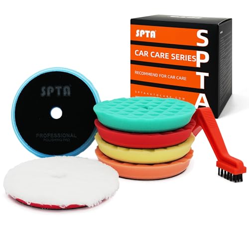 Polishing Pads, 5Pc 5 Inch 125mm Orbital Buffer Polisher Pads and 1Pc Microfiber Buffing Pads, Foam Polish Pad for Compounding, Polishing and Waxing, for 5''/125mm Backing Plate Car Polisher -TPP5MIX - size: 5inch (125mm)