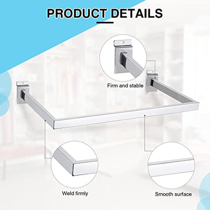Unittype 2 Pack U Shaped Rectangular Tubing Handrail 24 Inch Wide Metal Handrail for Slat Wall Retail Displays Slat Wall Bracket Clothing Rack Home Use, Square Tube(Silver)
