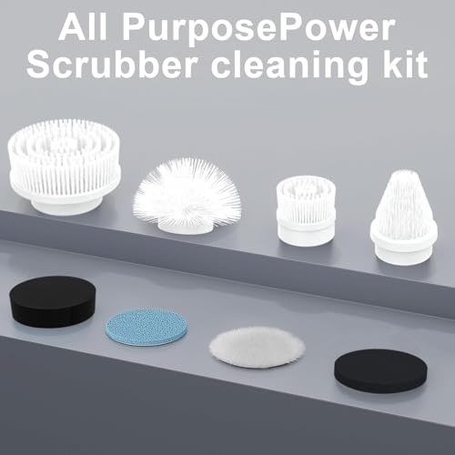 Dreazu - Replaceable Brush Heads - Scrubber Brush for Bathroom, Kitchen, Tile Grout, Bathtub, Shower, Sink, Toilet & Car Cleaning - color: Black & White
