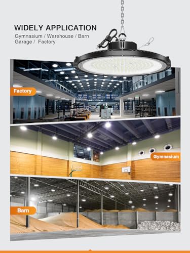 UFO LED High Bay Light 250W 6 Pack ,37500LM 5000K IP65 with 5FT US Plug - size: 250W