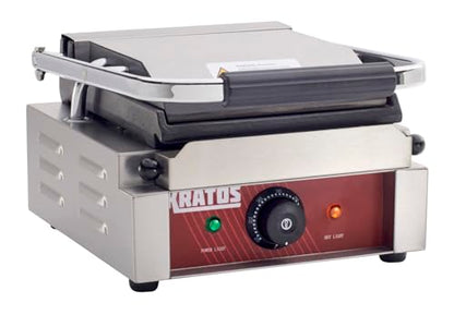 Kratos Commercial Electric Panini Sandwich Grill with Smooth Plates, 9" x 9" Cooking Surface, Commercial Countertop Panini Press, 120V, 1750W (29Y-018) - size: Small w/ Smooth Plates