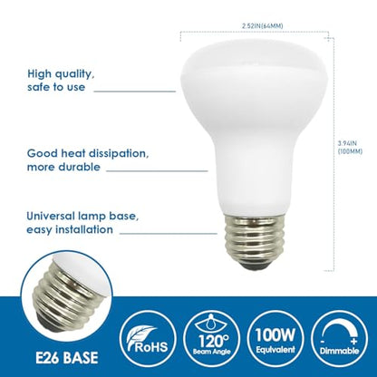 Jolux 10 Pack BR20 LED Bulb, 4000K Dimmable,1470 Lumens, 13.5W=100W - color: Coolwhite (4000k)