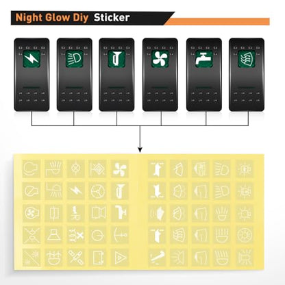 Nilight 6 Gang Rocker Switch Panel SPST On Off 5PIN Electrical Toggle Green - color: Green, size: 6 Gang