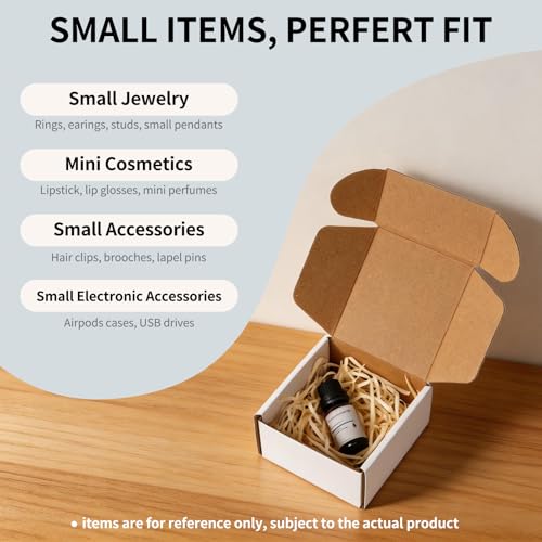 Fishat 4" x 4" x 2" White Corrugated Cardboard Shipping Boxes Set of 25 - size: 4" x 4" x 2"