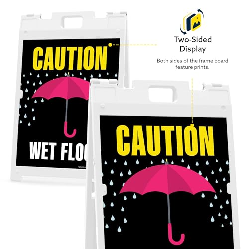 Caution Wet Floor Umbrella Folding Floor Sign, 18x24 Inches, Portable A Frame, Made in USA by My Sign Center - size: 18x24 Plastic
