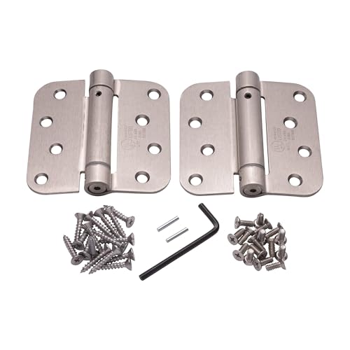Self Closing Spring Door Hinges Satin Nickel 4 Inch - 5/8 Radius 2-Pack - color: Satin Nickel