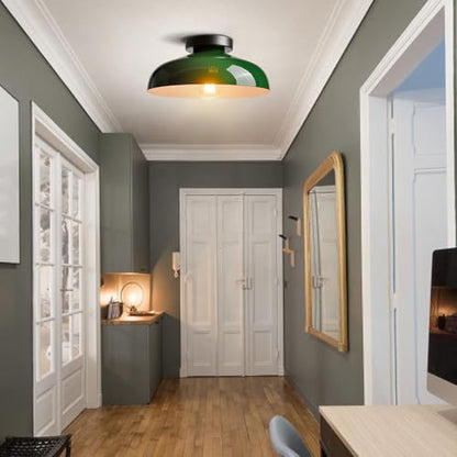 DIRYZON Industrial Green Semi Flush Mount Ceiling Light, 12-Inch - color: Green